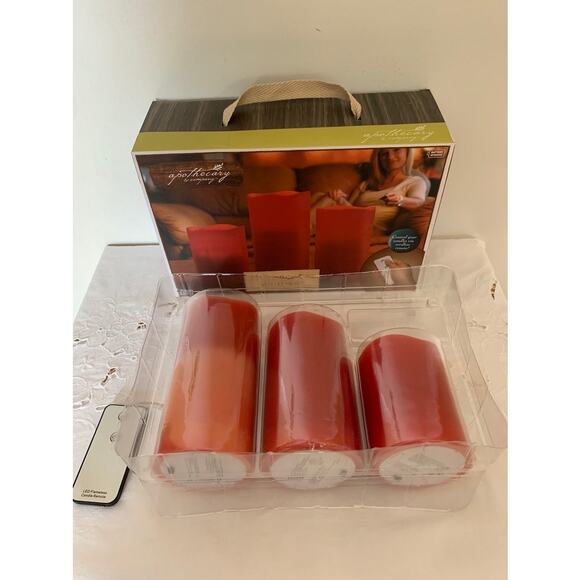 Apothecary& Co* Three (3) Piece Pillar Led Candle Set With Wireless Remote, A17 - Picture 2 of 7